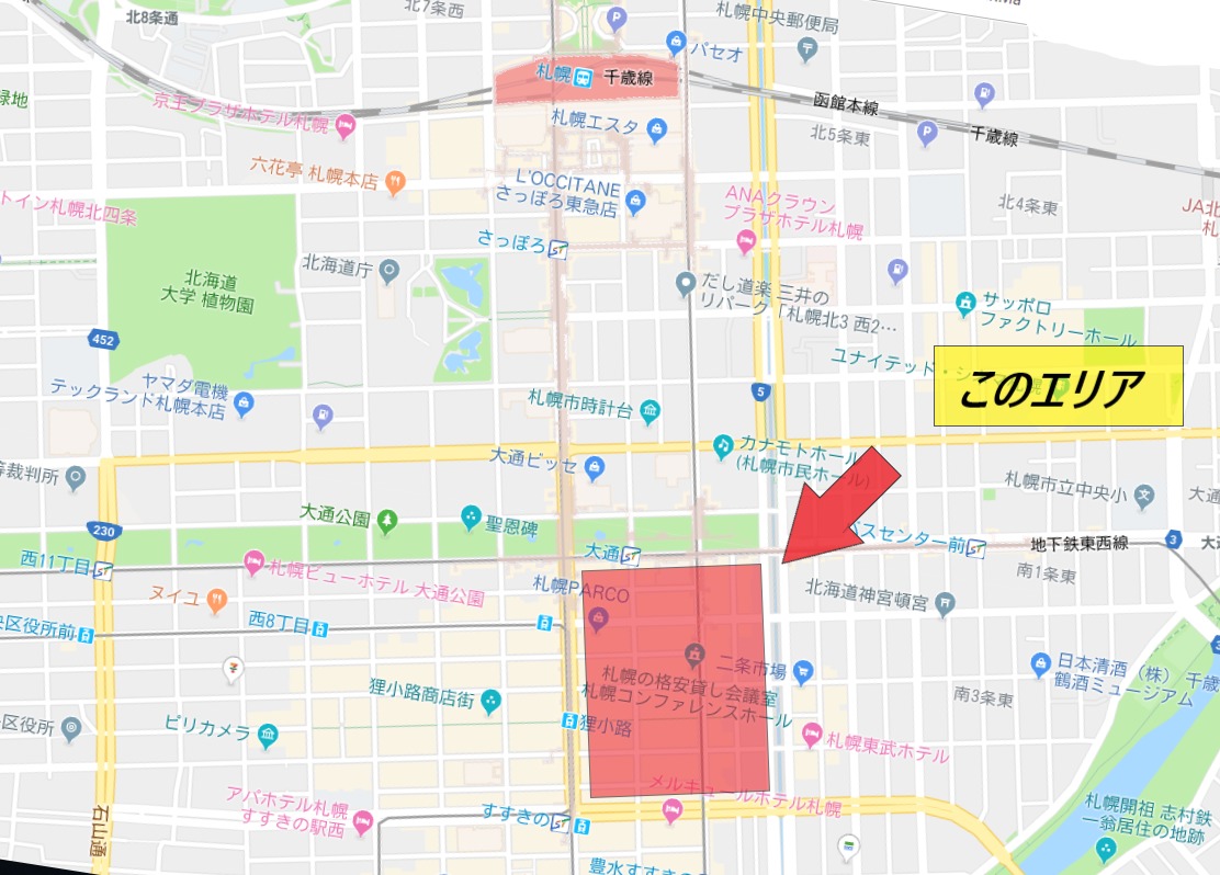 札幌駅前周辺の地図 