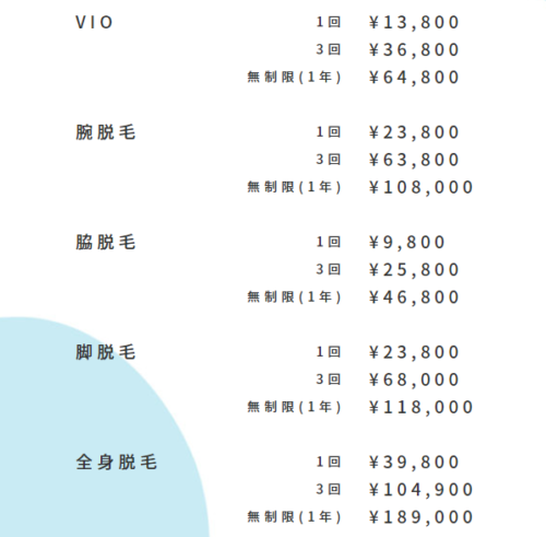 さっぽろ美容クリニック VIO脱毛 腕脱毛 脚脱毛 脇脱毛 全身脱毛